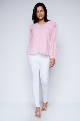 Pink Solid Straight Top, Pink, image 2