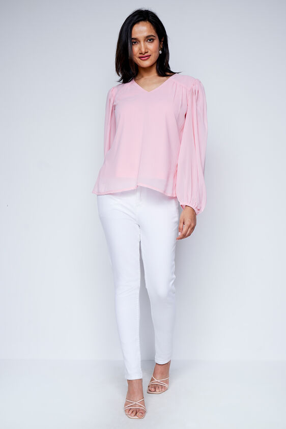 Pink Solid Straight Top, Pink, image 2