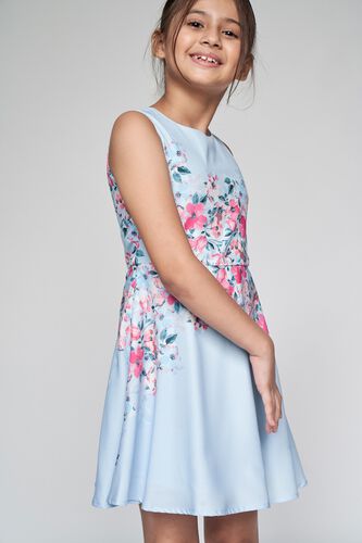1 - Powder Blue Floral Fit and Flare Dress, image 1