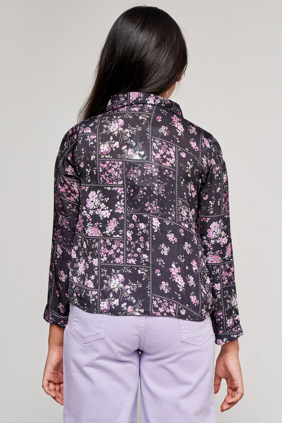 Black Floral Straight Suit, Black, image 3