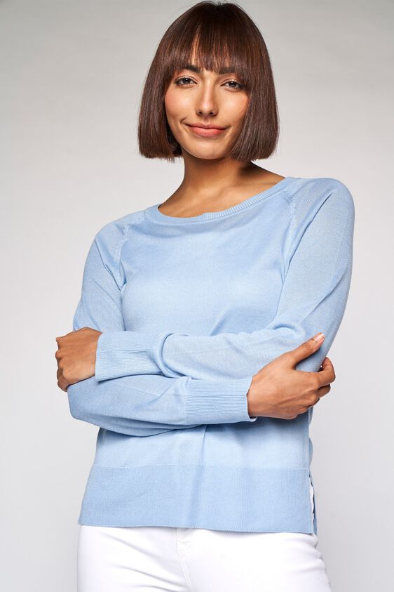 3 - Powder Blue Self Design A-Line Top, image 3