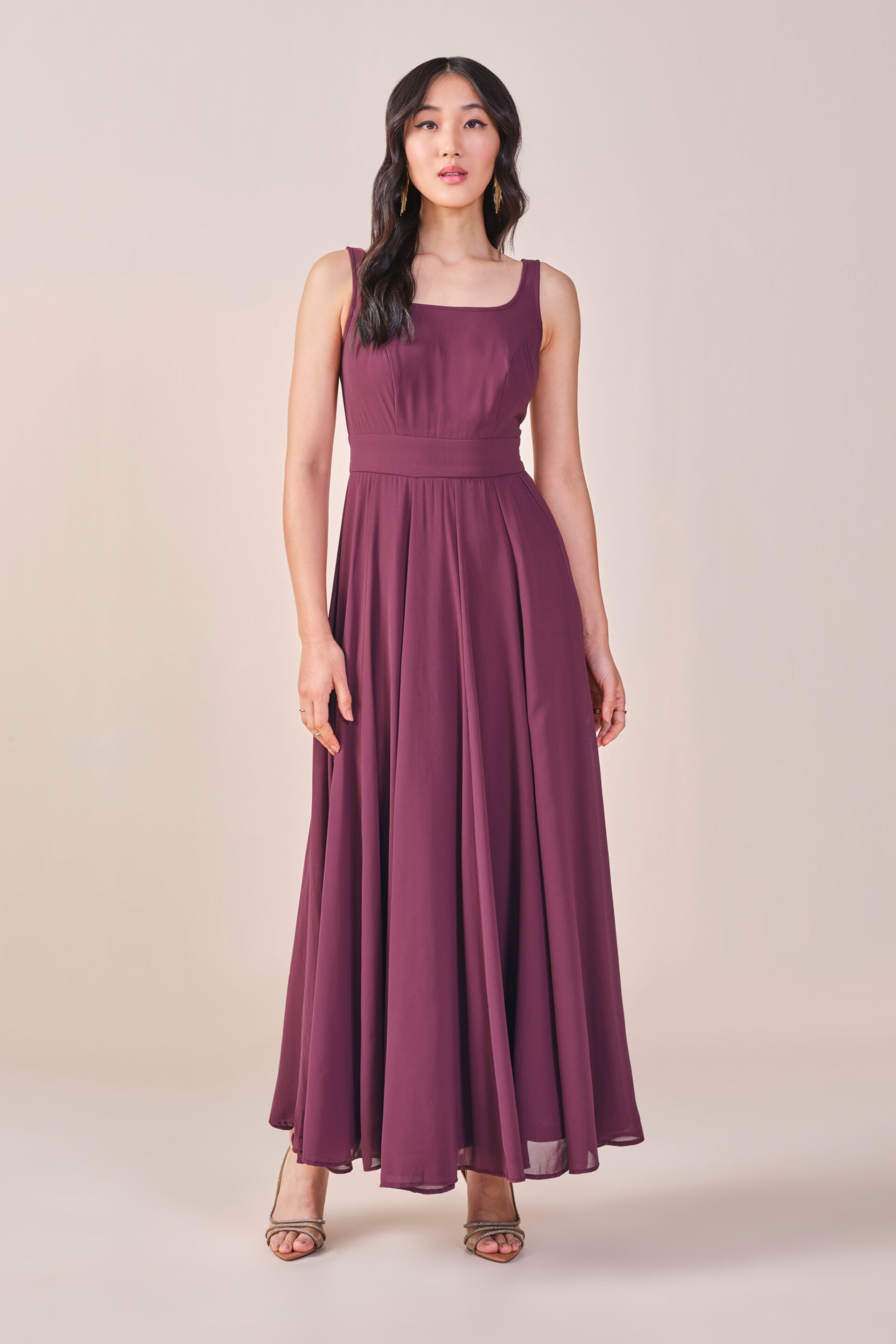Arabella Maroon Maxi Dress, Maroon, image 2