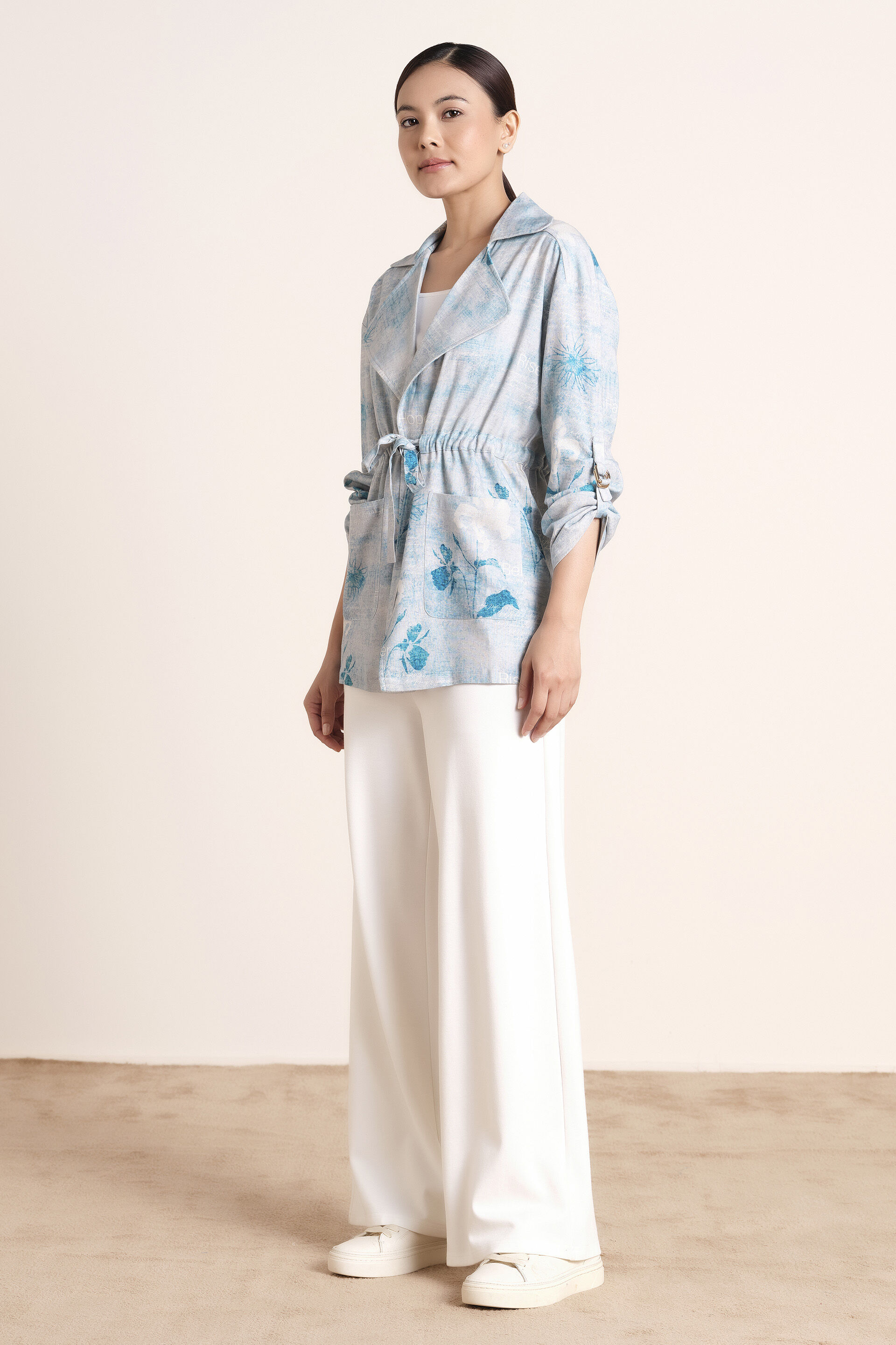 Aquatic Blue Linen-Blend Jacket, Blue, image 6