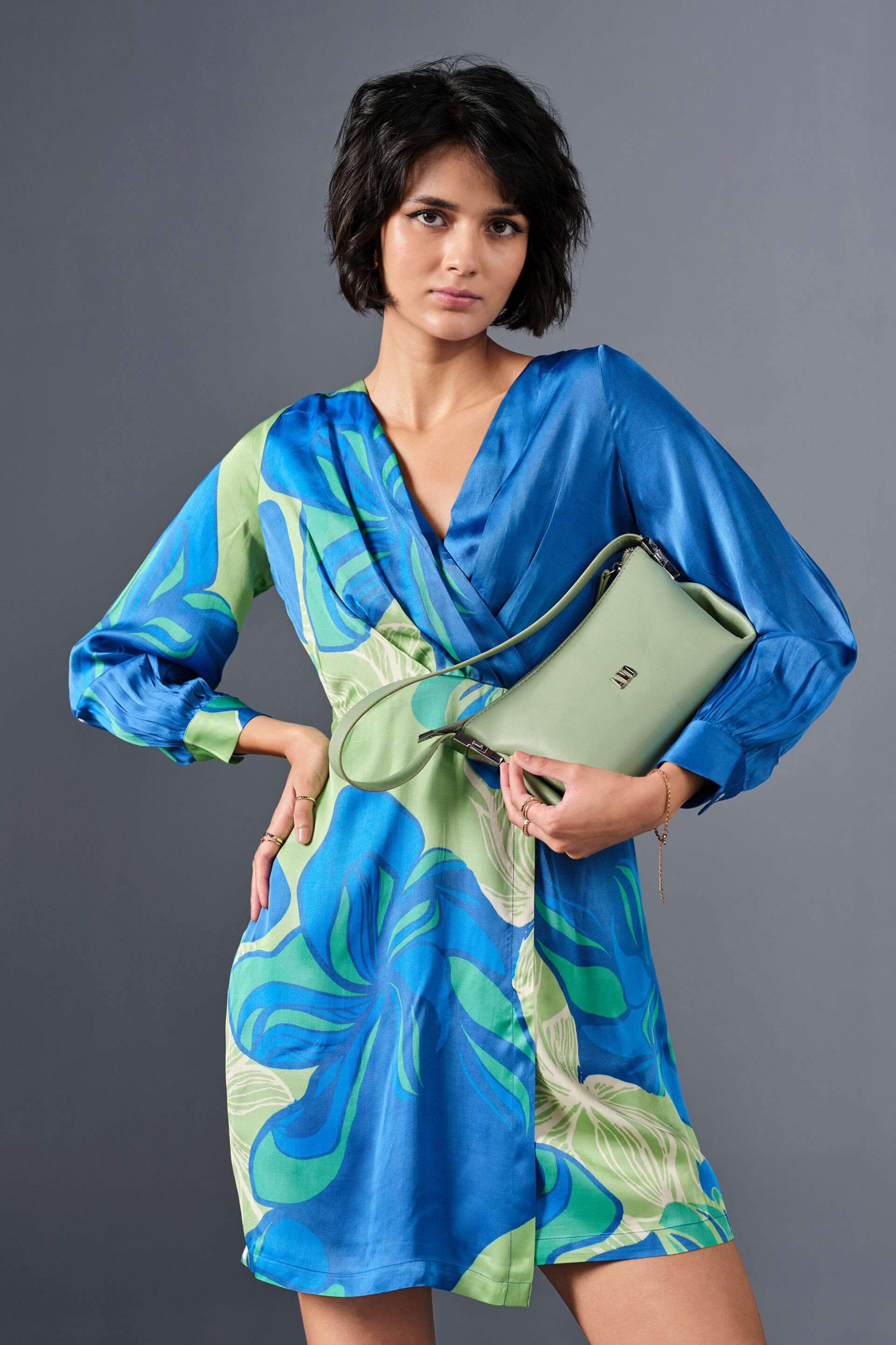 Azure Viscose Mini Dress, Blue, image 5