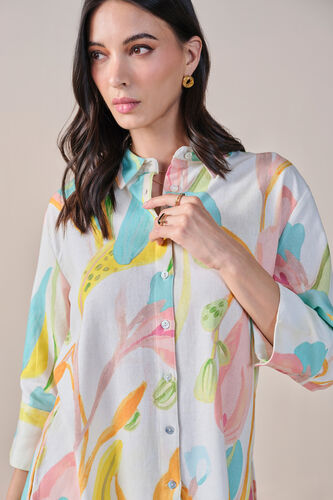 A Floral Summer Viscose Linen Blend Shirt, Multi Color, image 6