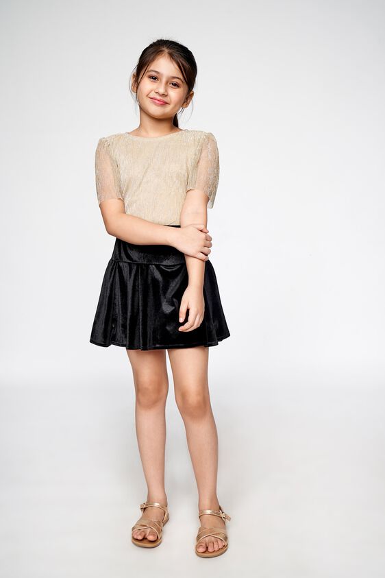 1 - Black Solid Fit and Flare Skirt, image 1