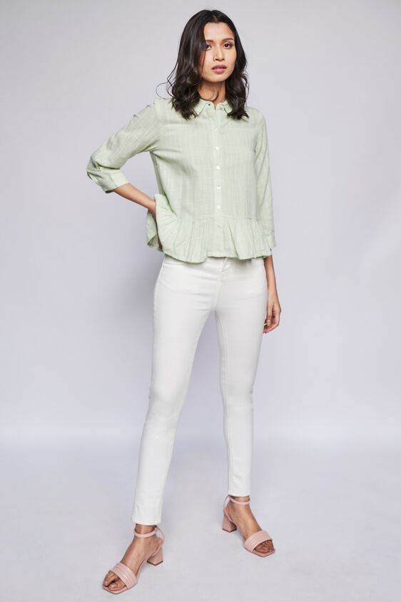 Mint Dobby Shirt Style Top, Mint, image 1