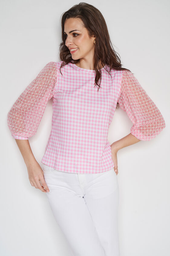 Self Design Straight Top, Pink, image 2
