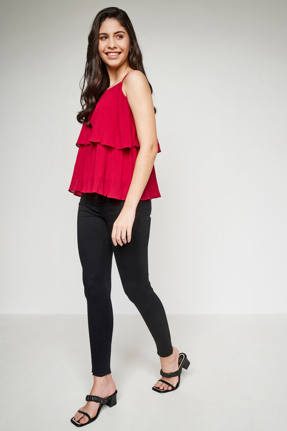 Red Solid Flared Top, Red, image 2