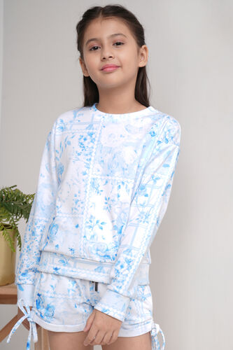 Blue and White Floral Casual Set, Blue, image 1