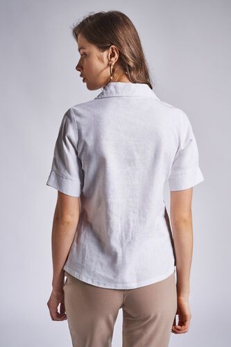 6 - White Shirt Style Regular Short Top, image 6