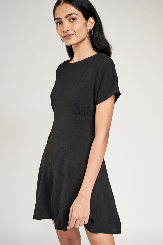 7 - Black Solid Fit And Flare Dress, image 7