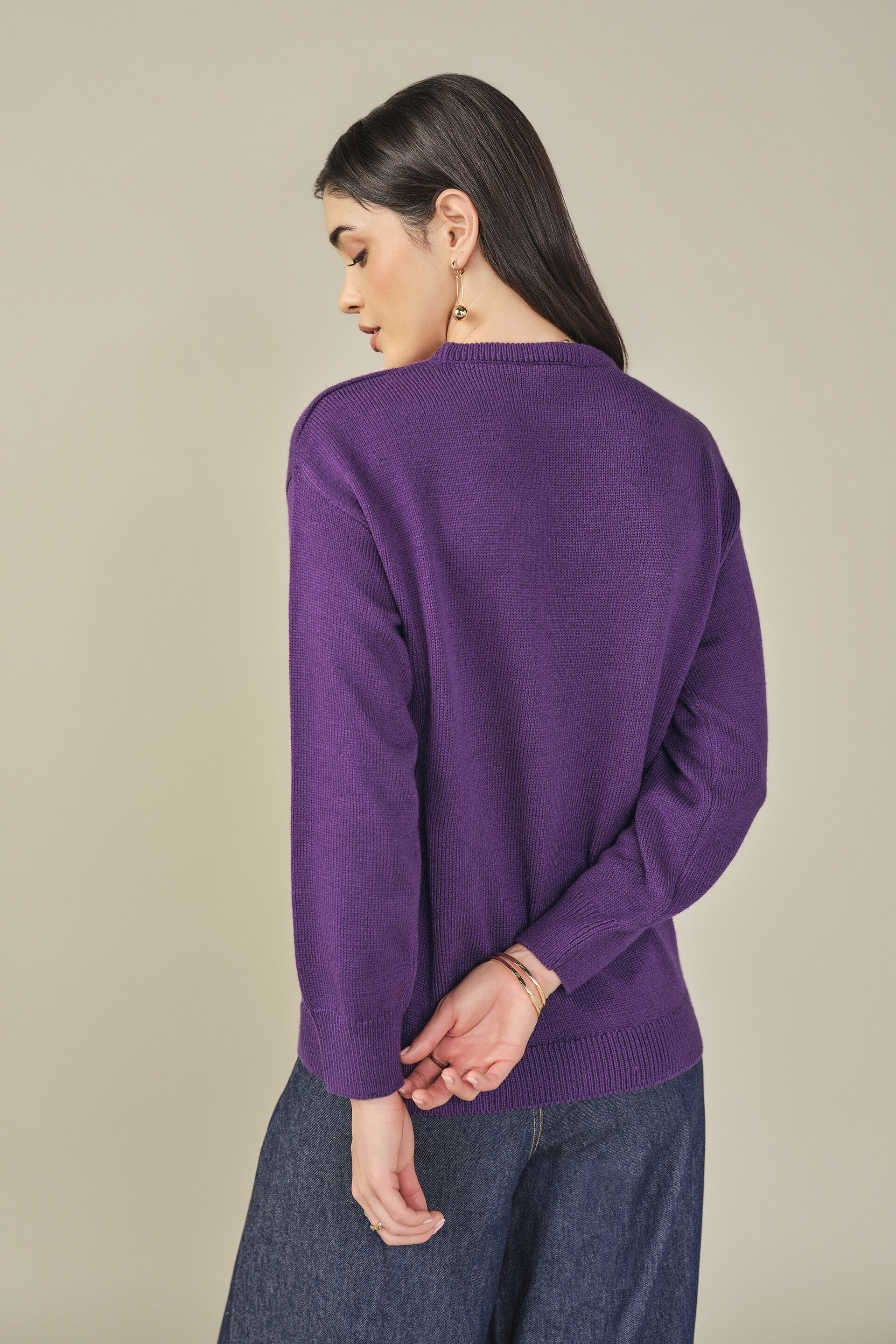 Solid Sweater in Plum, Plum, image 6
