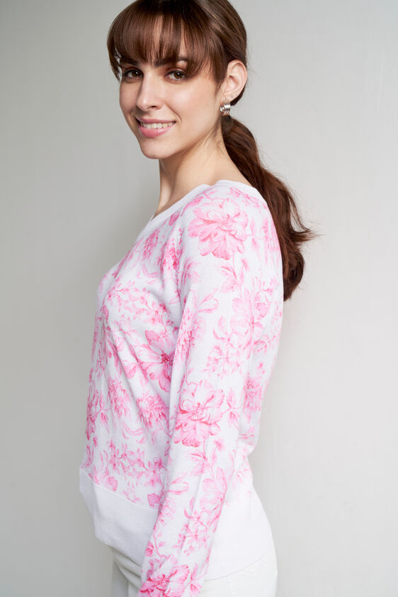 Pink And White Floral Straight Top, Pink, image 5