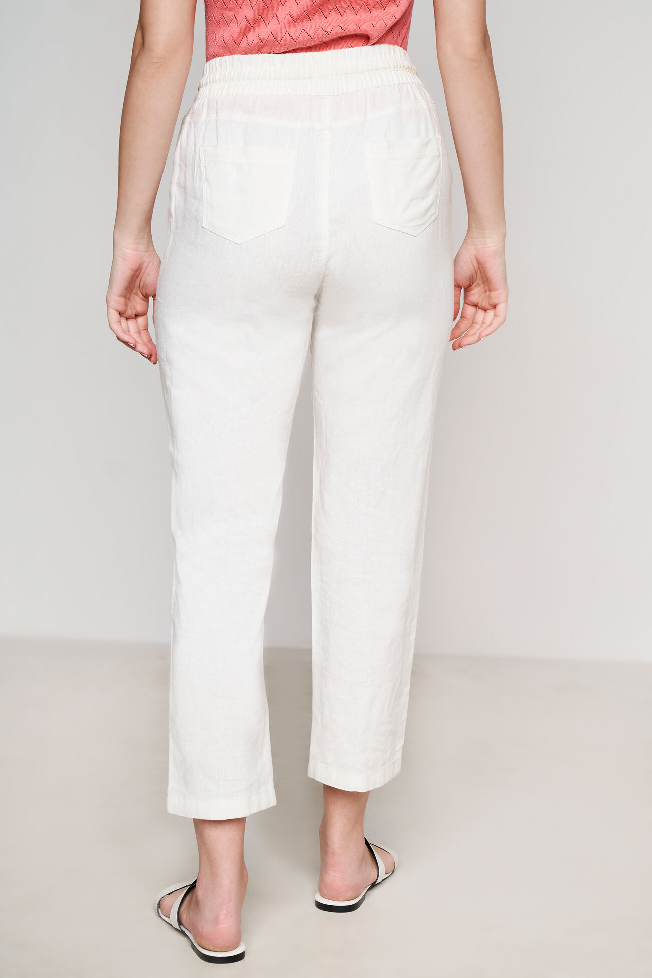 Black Linen Trouser, Off White, image 4