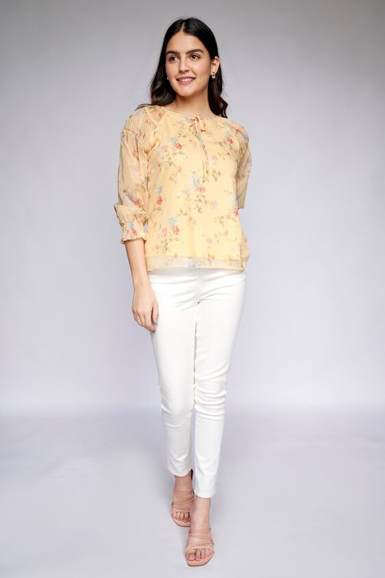 2 - Yellow Floral Blouson Top, image 2
