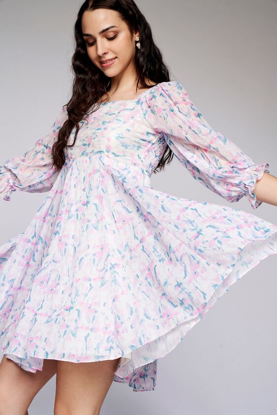 4 - Blue & Pink Floral Fit & Flare Dress, image 4