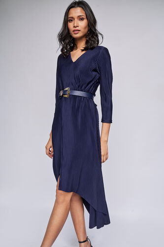 Navy Solid High-Low Dress, Navy, image 5