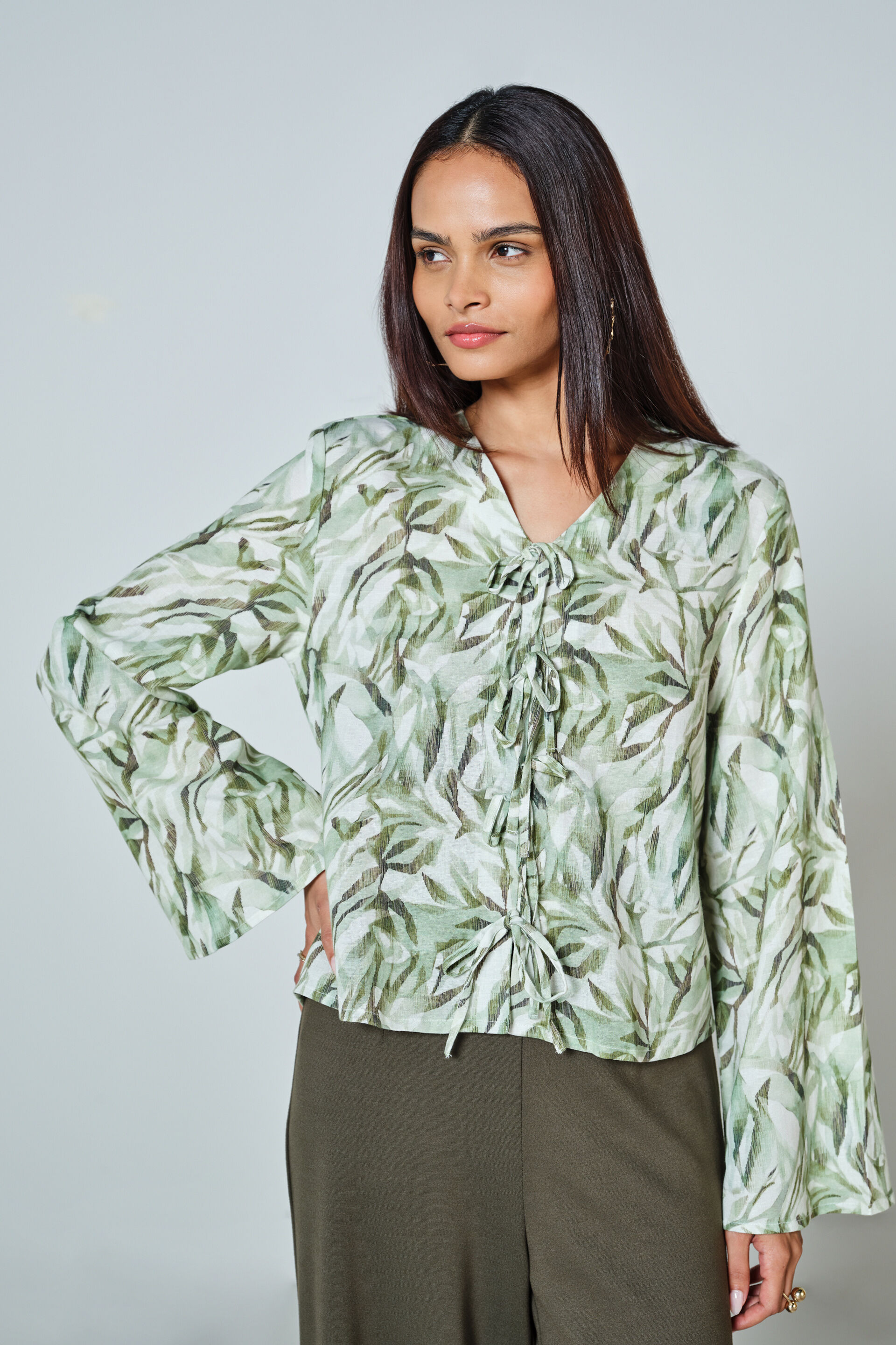 Geo Green Cotton Top, Green, image 1