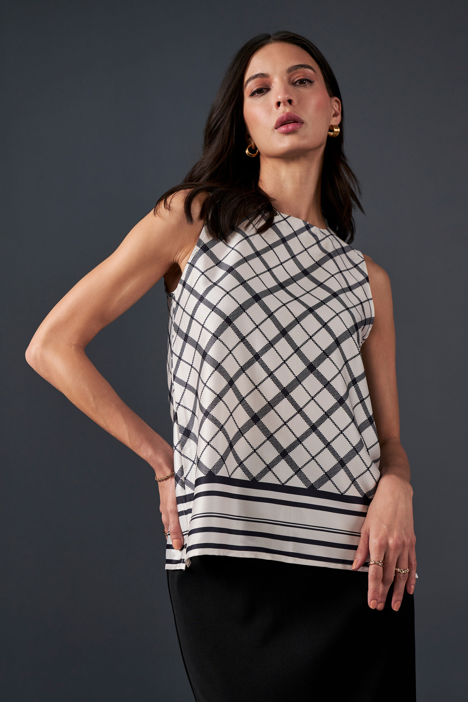 Checkmate Satin Top, White, image 1