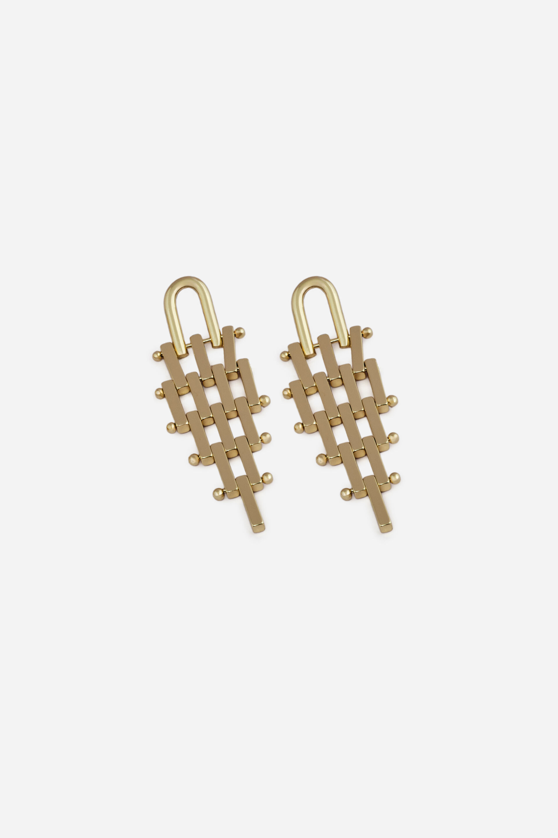 Gold Lattice Drop Earrings, , image 2