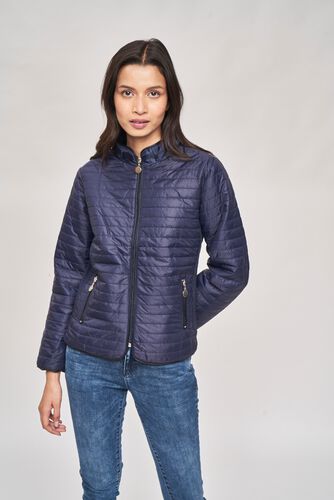 6 - Navy High Neck Puffer Jacket, image 6