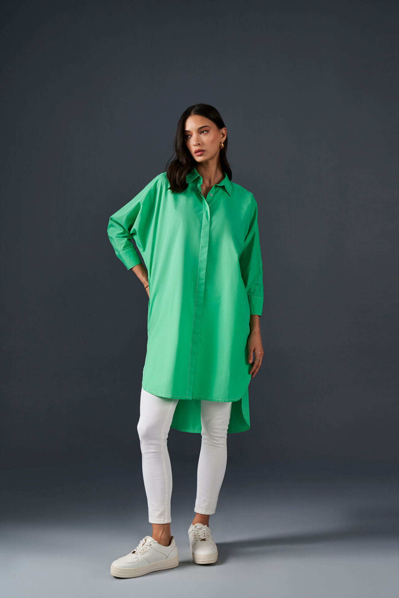 Clover Lover Cotton Tunic, Green, image 1