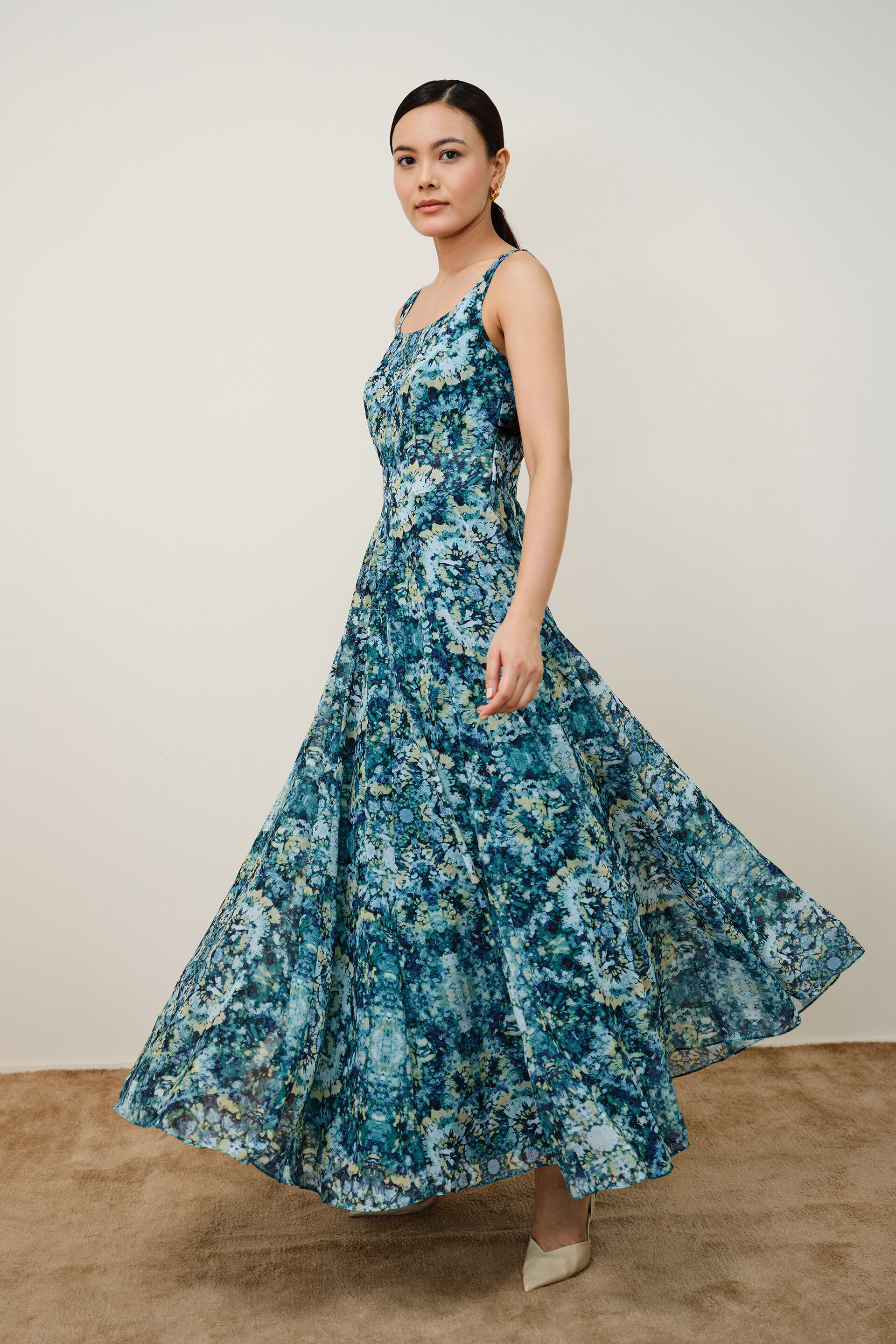 Sea Green Abstract Print Maxi, Green, image 3