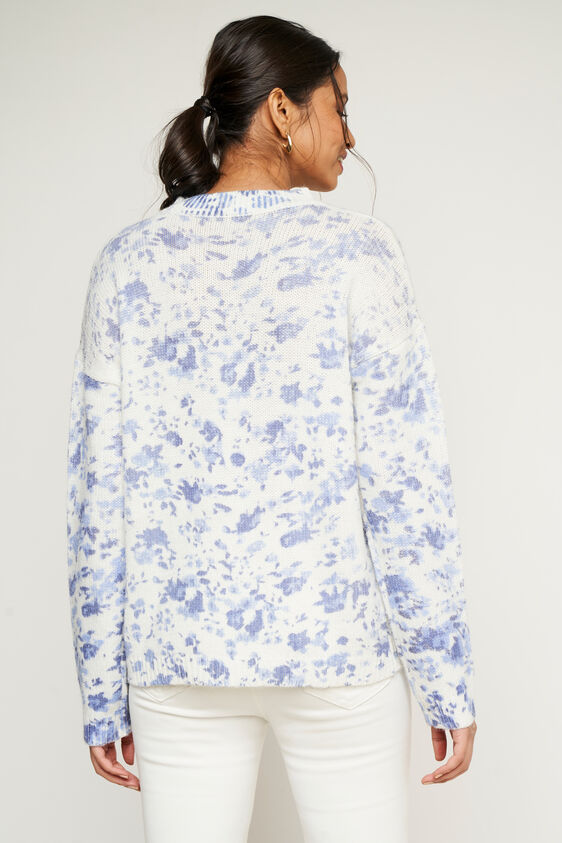 Blue and White Floral Straight Top, Blue, image 3