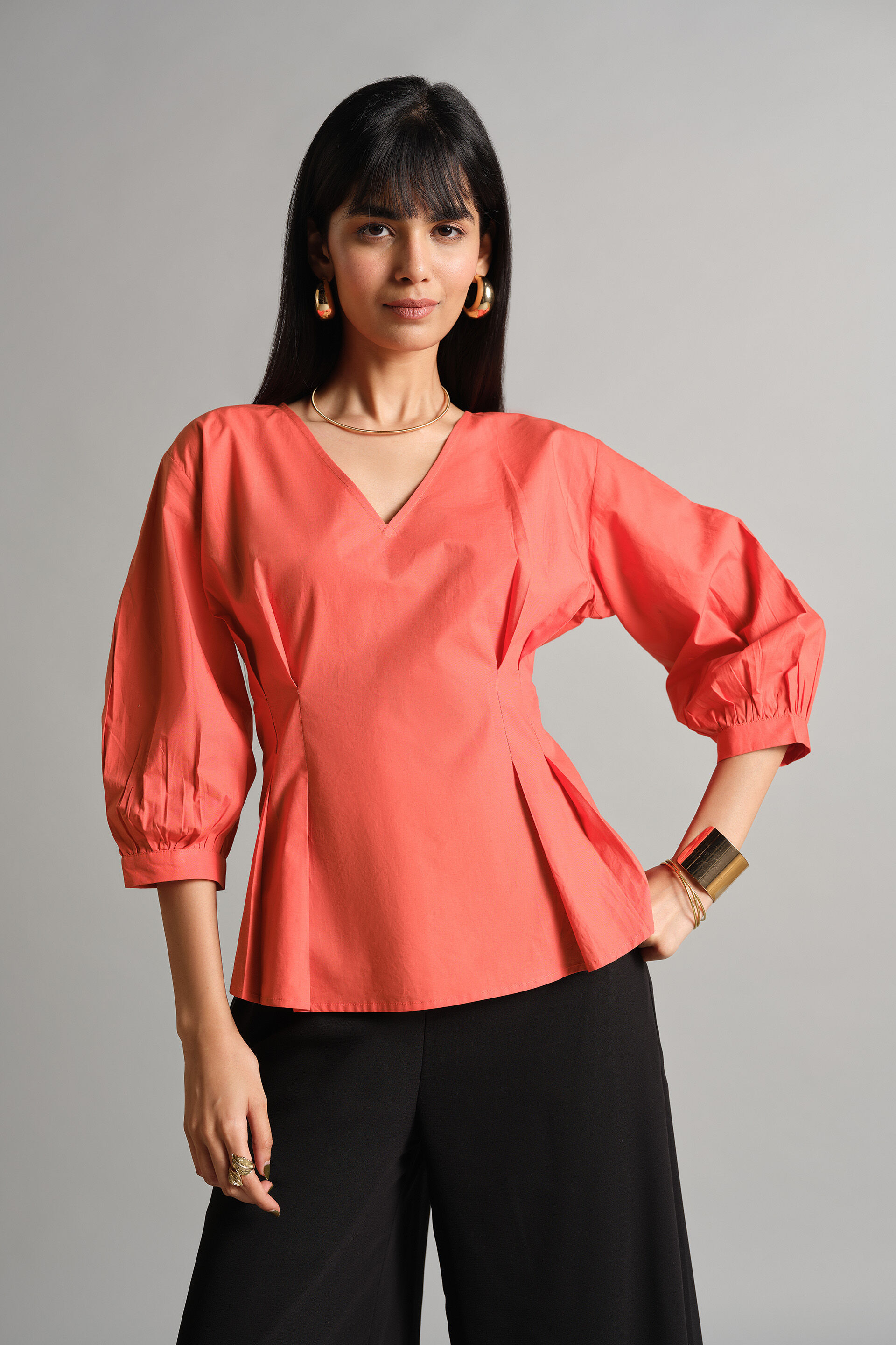 Orange Cinch Top, Orange, image 1