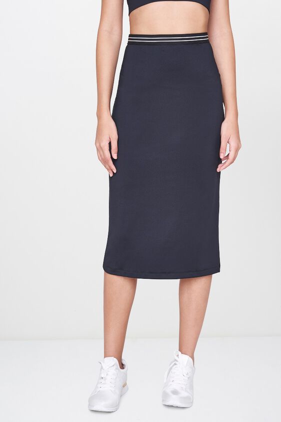 1 - Black Stripes Straight Midi Skirt, image 1