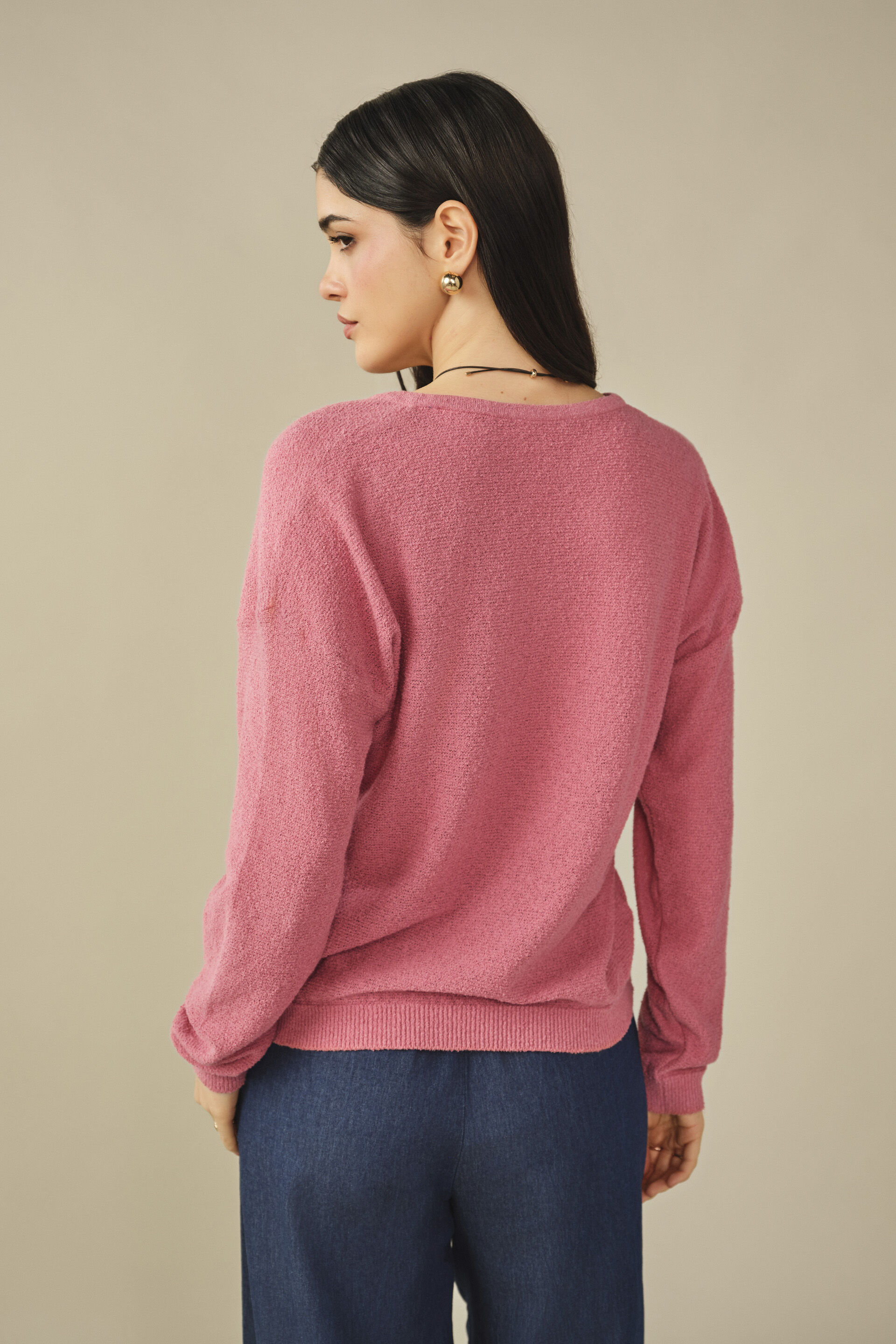 Solid Sweater in Pink, Pink, image 6