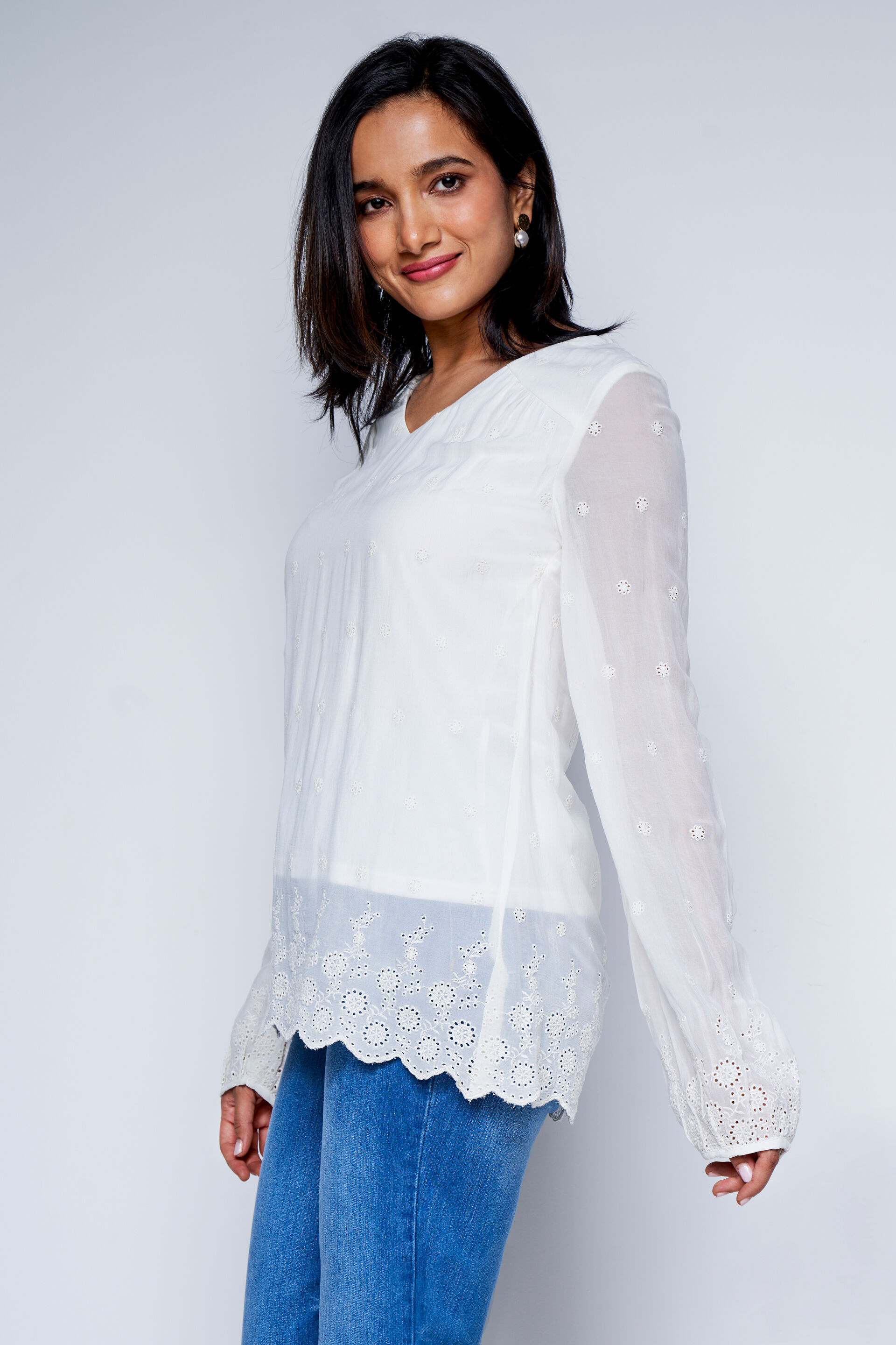 White Flounce Top, White, image 4