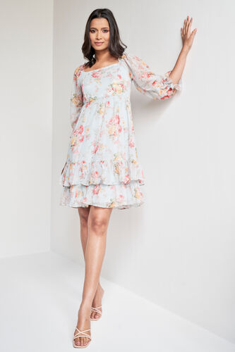 Multi Floral Flounce Dress, Multi Color, image 4