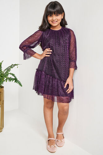 Wine and Black Solid Flared Dress, Wine, image 2