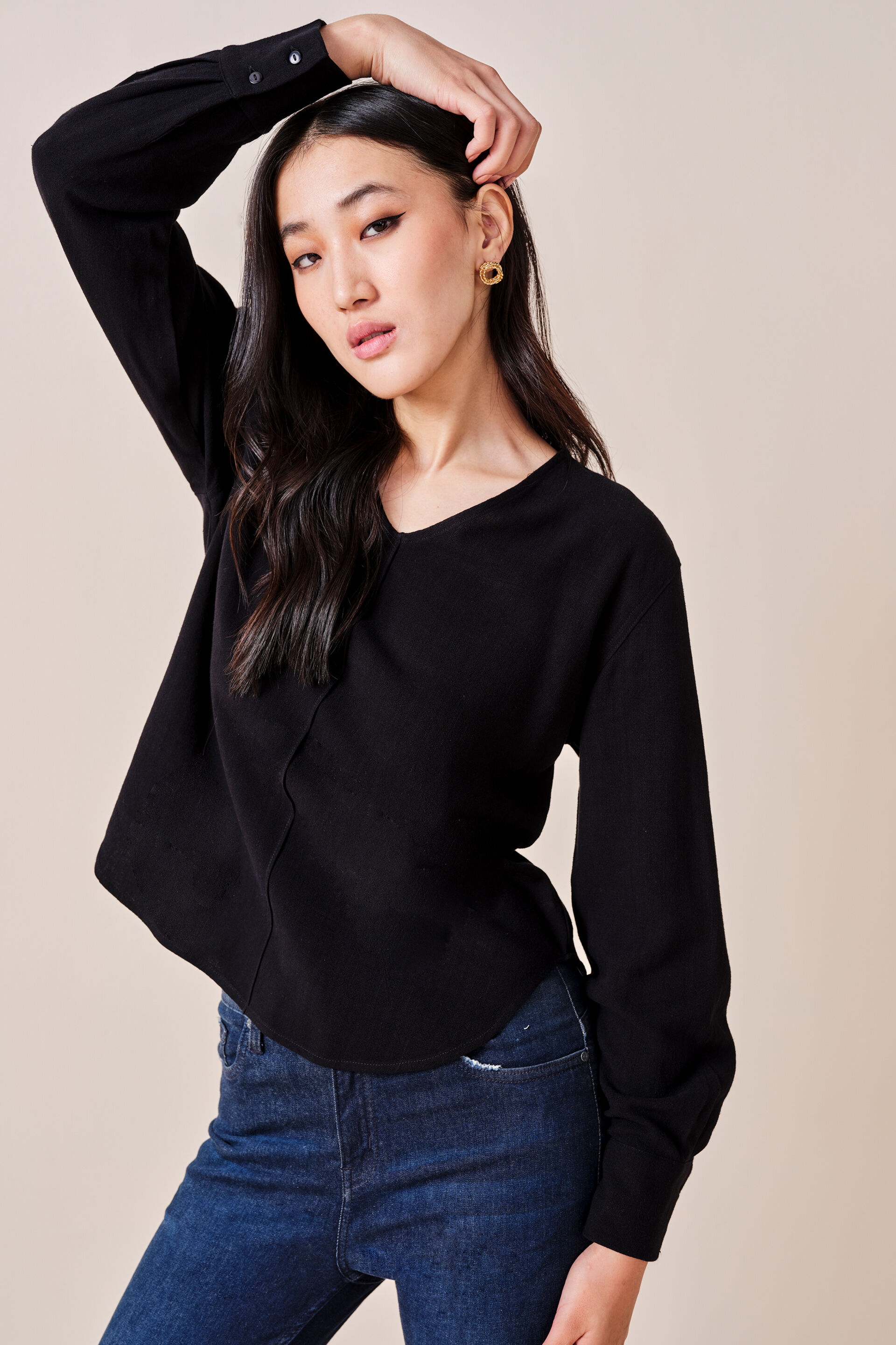 Reyna Rayon-blend Top, Black, image 3