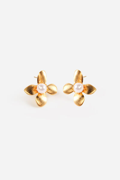 Pearl Twist Gold Earrings