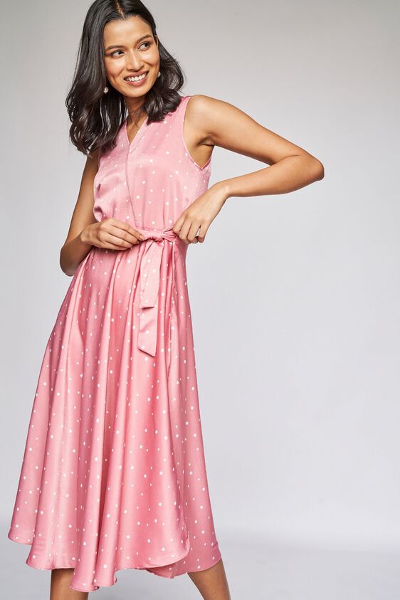 3 - Blush Polka Dots Fit and Flare Dress, image 3