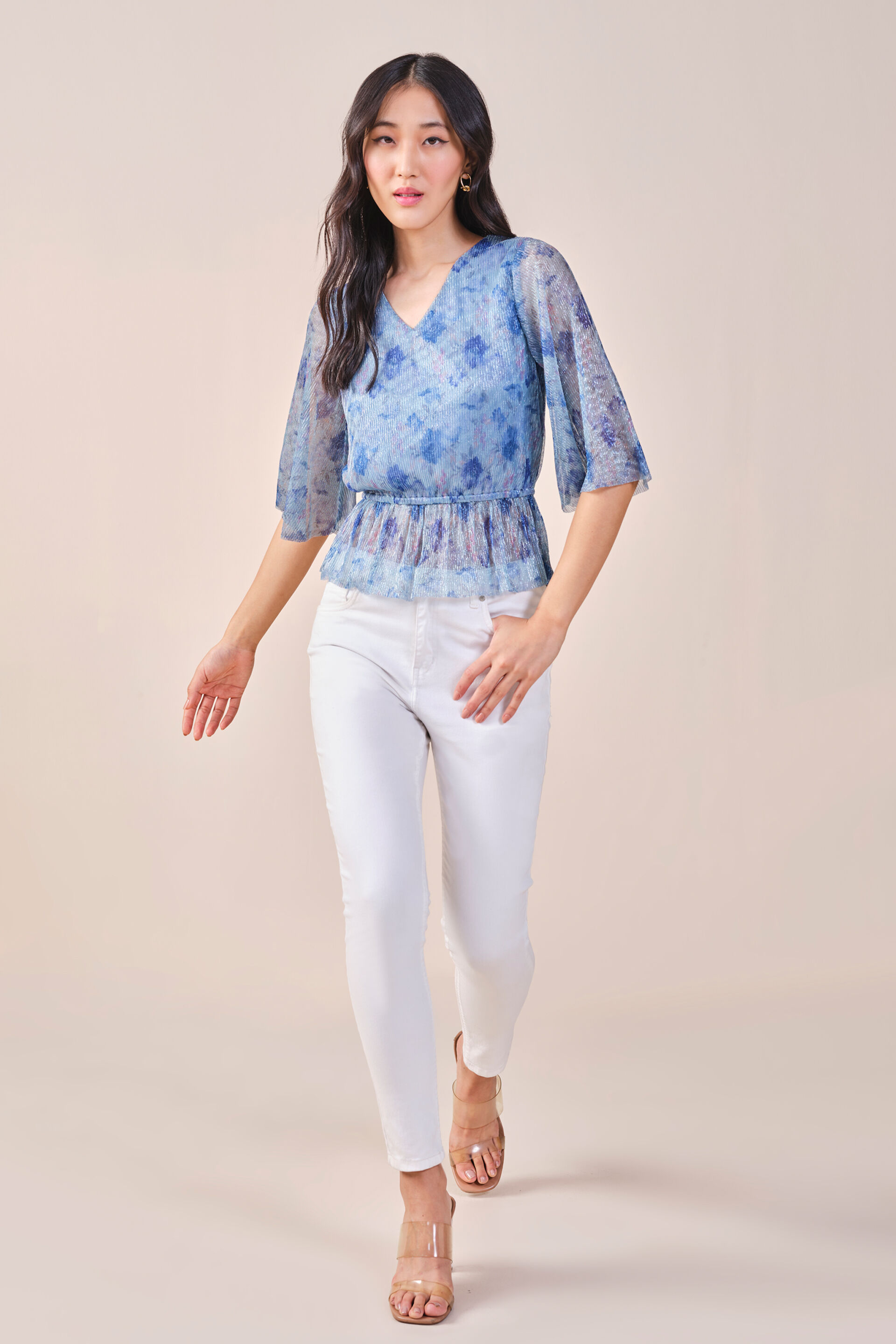 Julia Shimmer Top, Blue, image 2