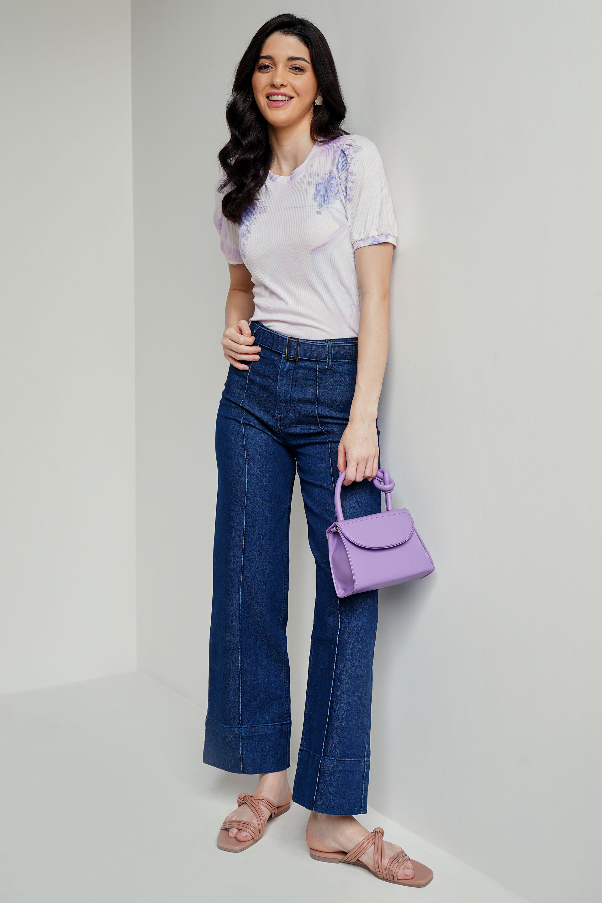 Purple Floral Straight Top, Purple, image 3