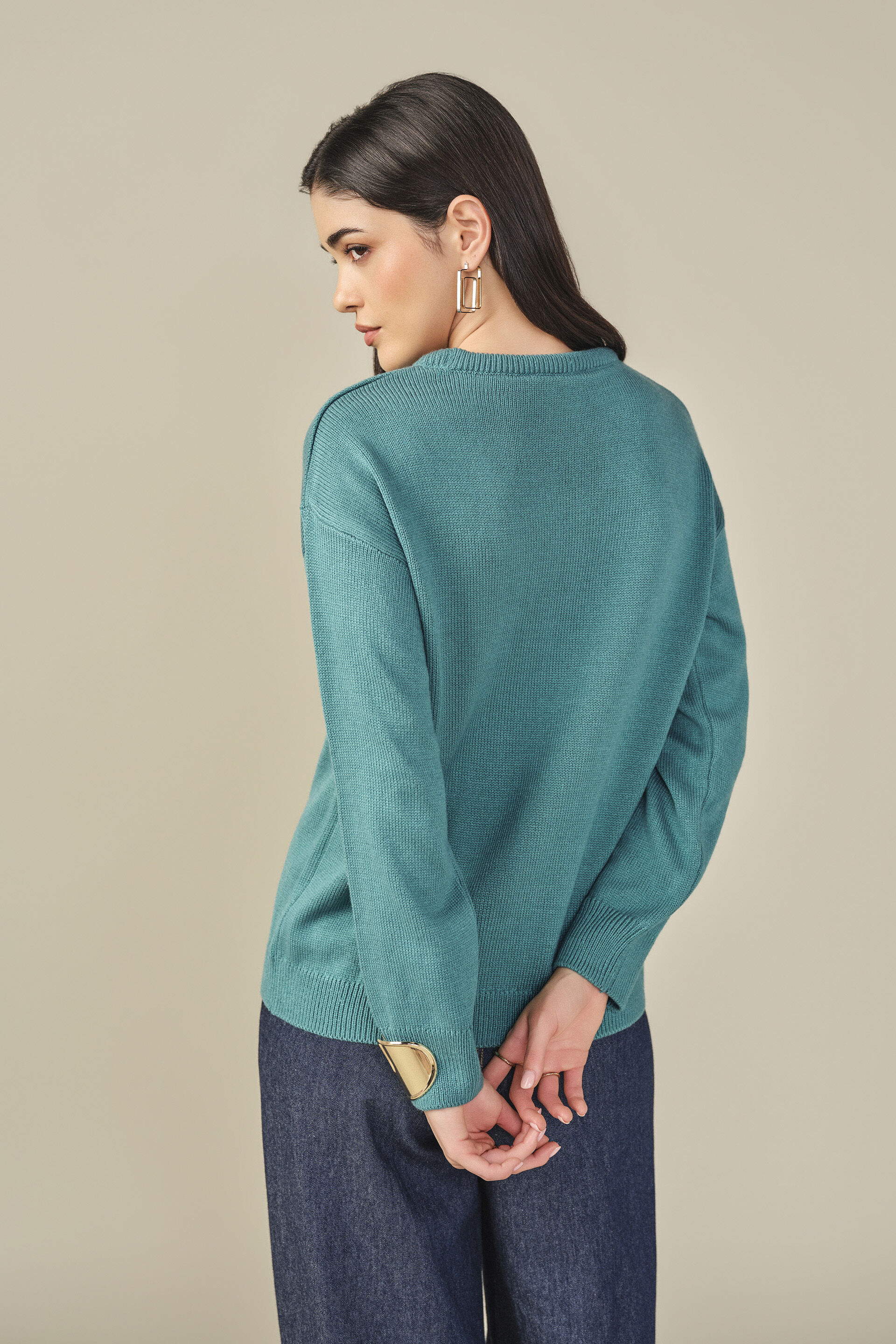 Solid Sweater in Teal, Teal, image 6