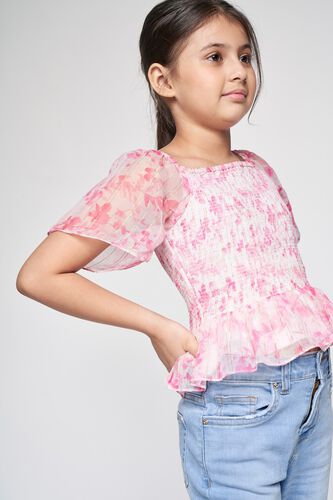 4 - Pink Floral Fit and Flare Top, image 4