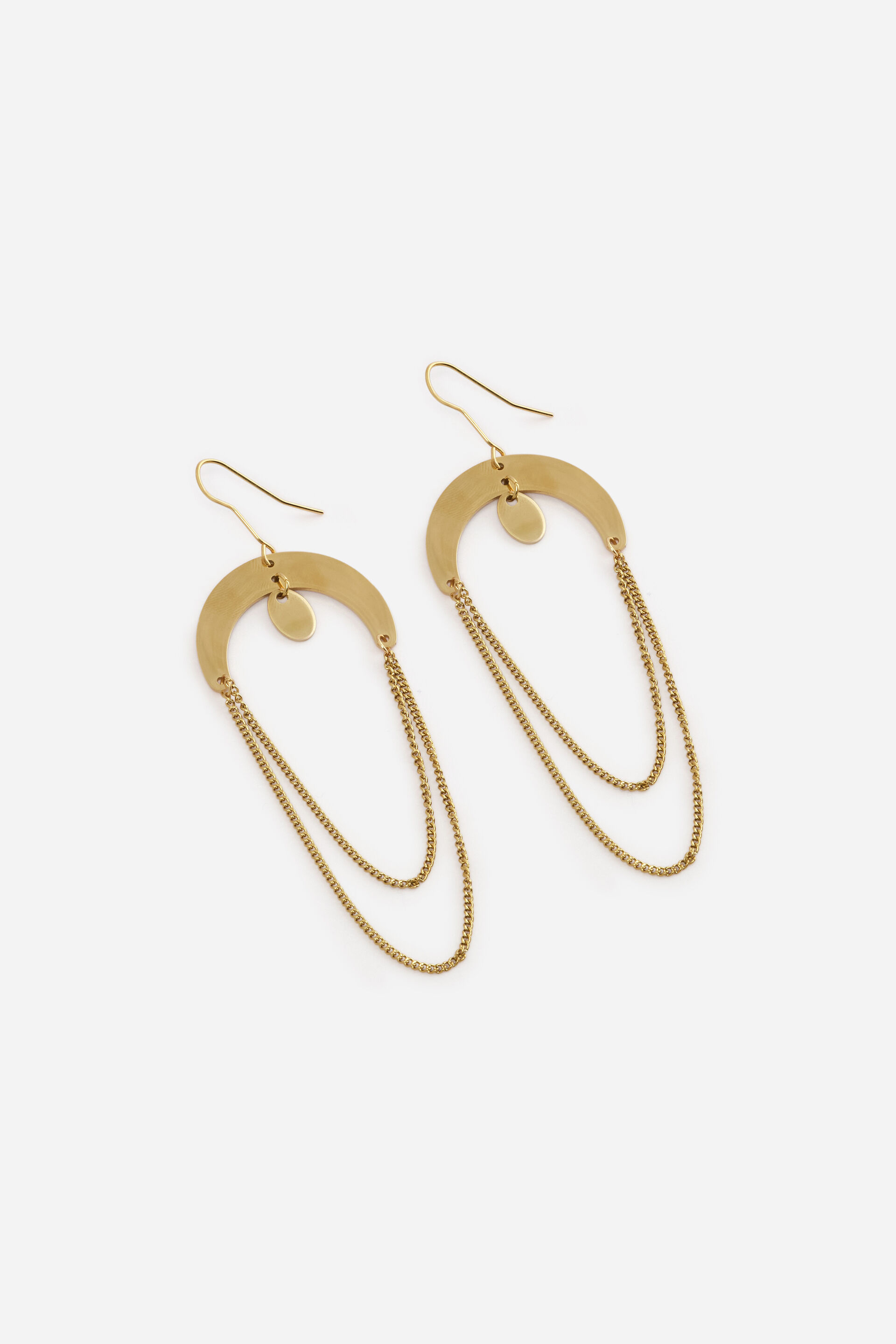 Gold Layered Chain Earrings, , image 2