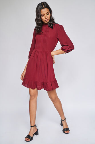 Flounce Dress, Wine, image 2