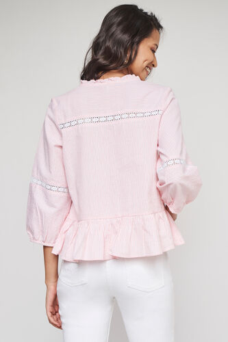Pink Stripes Shirt Style Top, Pink, image 6