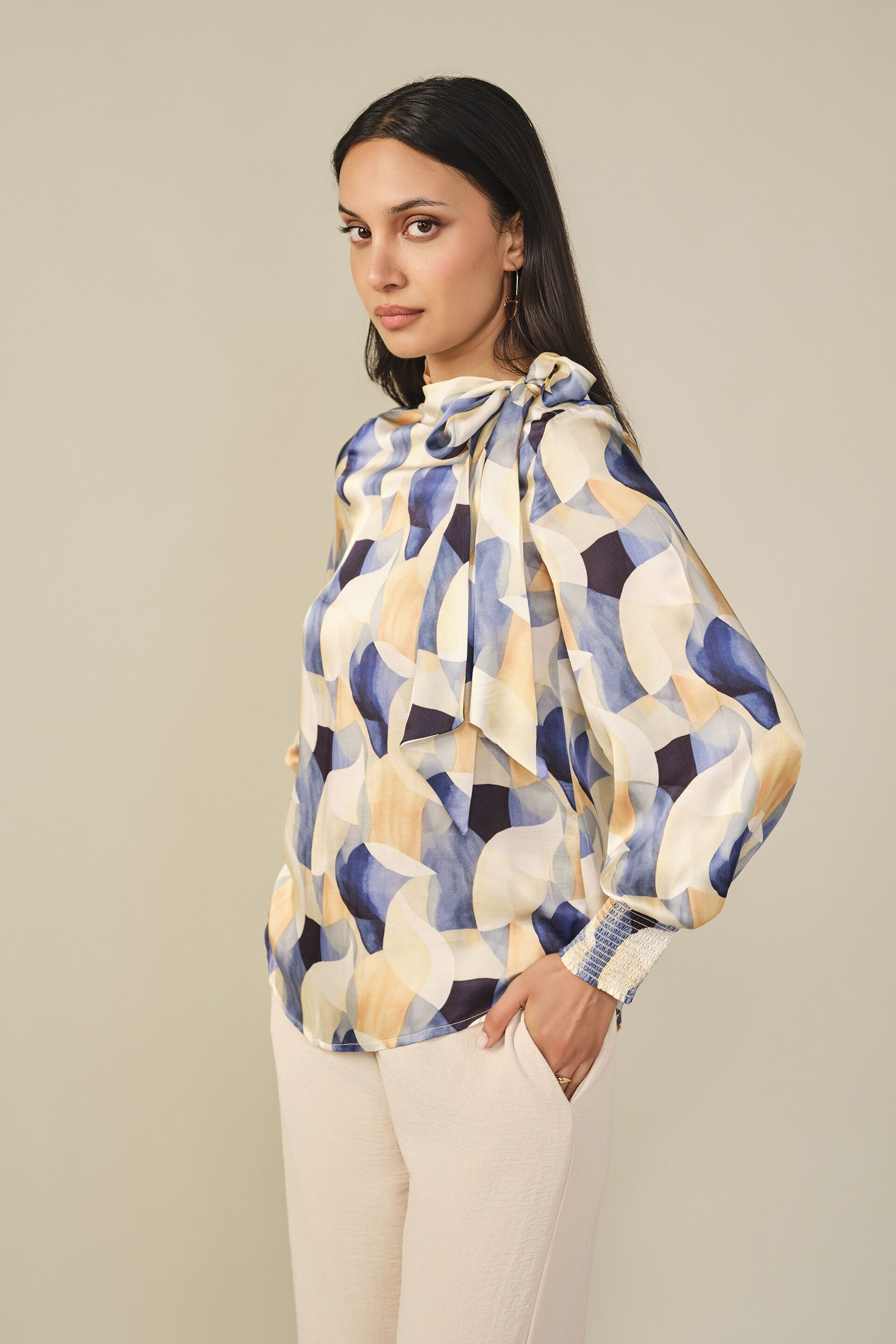 Abstract Printed Modal Top in Blue, Multi Color, image 4