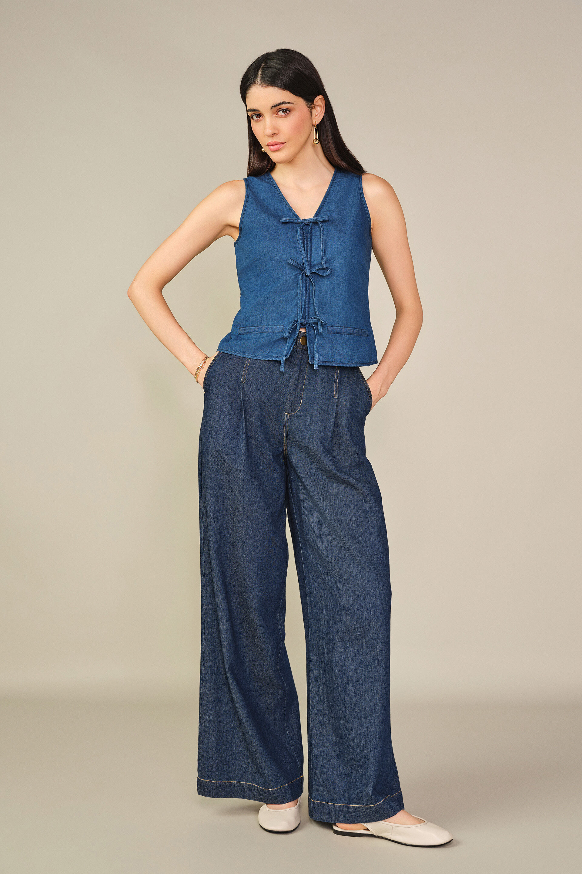 Straight Denim Top in Blue, Blue, image 4