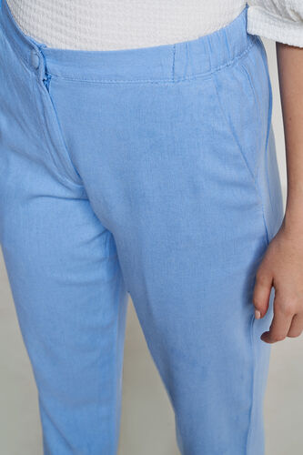 Linen Straight-Fit Trouser, Light Blue, image 4