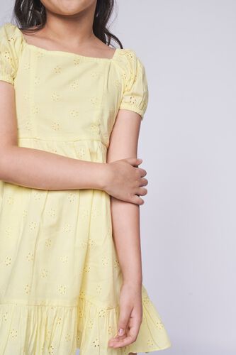 5 - Yellow Self Design Flounce Dress, image 5