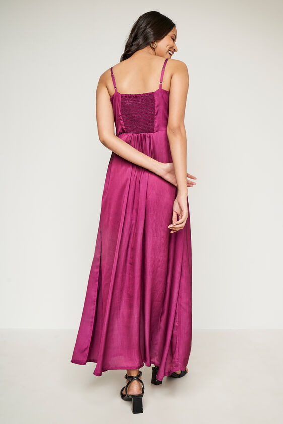 Wine Solid Flared Gown, Wine, image 3